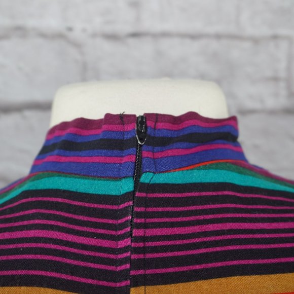 Vintage 80s Rainbow Print Dress - Picture 5 of 11